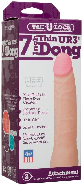 Vac-U-Lock Attachment - 7" Thin UR3 Dong White - Vibrant Vibes Australia - Quality Sex Toys - Great Prices - Sex Toys Australia