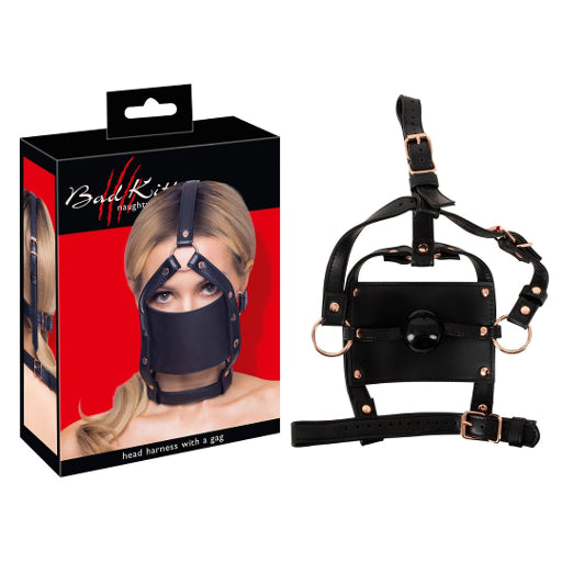 Bad kitty Head harness with gag - Vibrant Vibes Australia - Quality Sex Toys - Great Prices - Sex Toys Australia