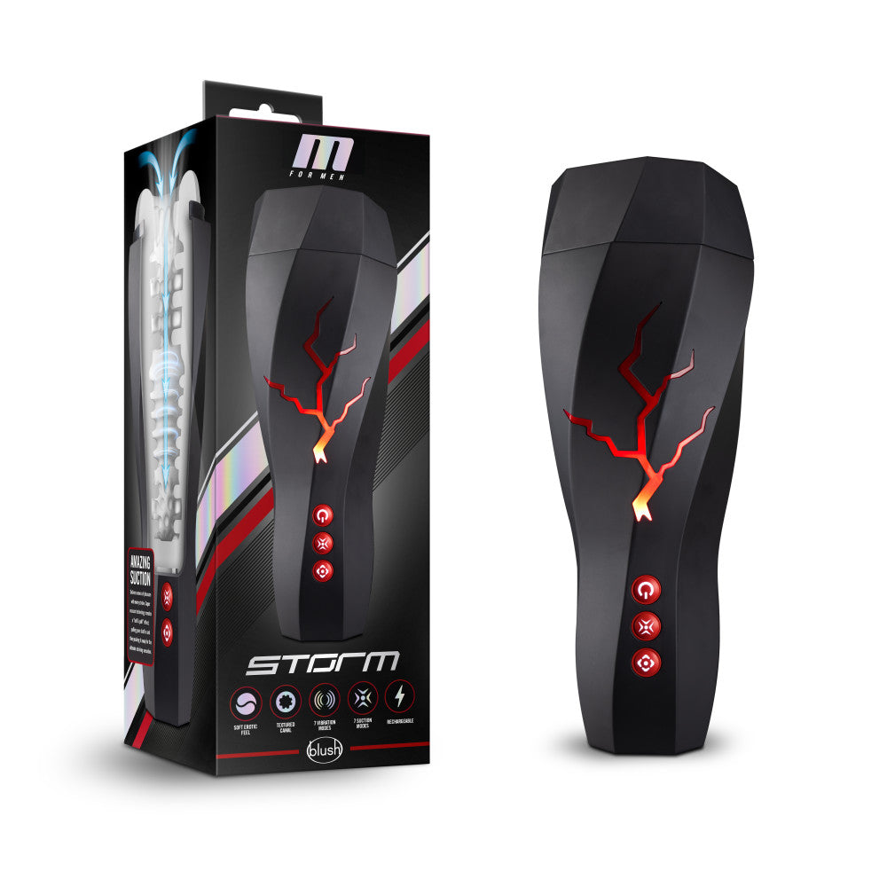 M For Men - Storm - USB Rechargeable Milking & Vibrating Auto Stroker - Vibrant Vibes Australia - Quality Sex Toys - Great Prices - Sex Toys Australia