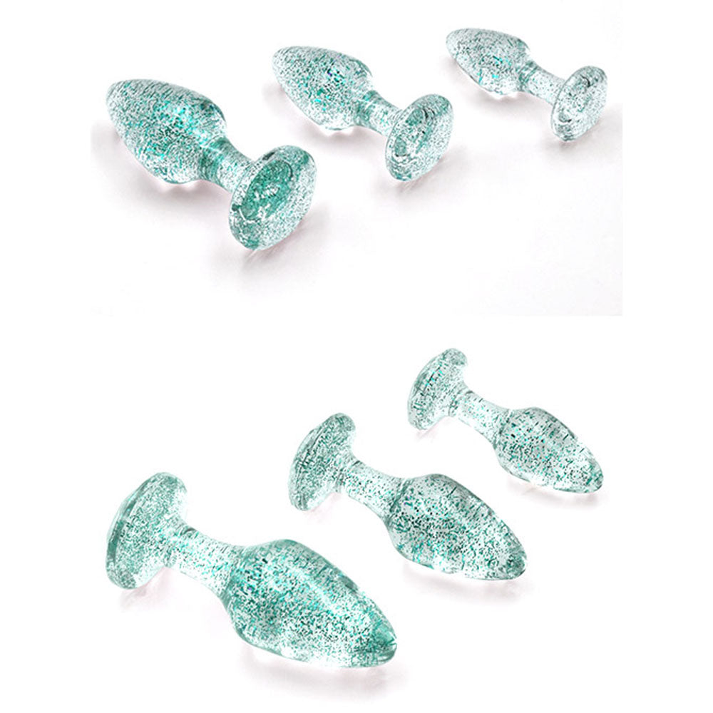 Adam & Eve Glitter Gem 3-Piece Butt Plug Set -