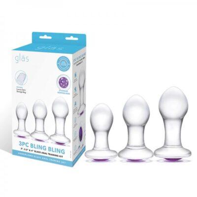 3PC BLING BLING 3" / 3.5"/ 4" GLASS ANAL TRAINING SET