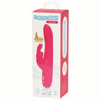 Happy Rabbit Slimline Curve Rechargeable Rabbit Vibrator Pink - Vibrant Vibes Australia - Quality Sex Toys - Great Prices - Sex Toys Australia