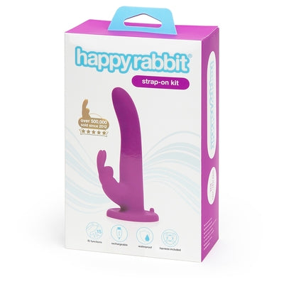 Happy Rabbit Rechargeable Vibrating Strap on Harness Set Purple - Vibrant Vibes Australia - Quality Sex Toys - Great Prices - Sex Toys Australia