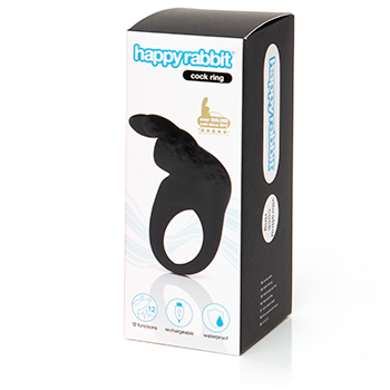 Happy Rabbit Rechargeable Vibrating Rabbit Cock Ring Black - Vibrant Vibes Australia - Quality Sex Toys - Great Prices - Sex Toys Australia