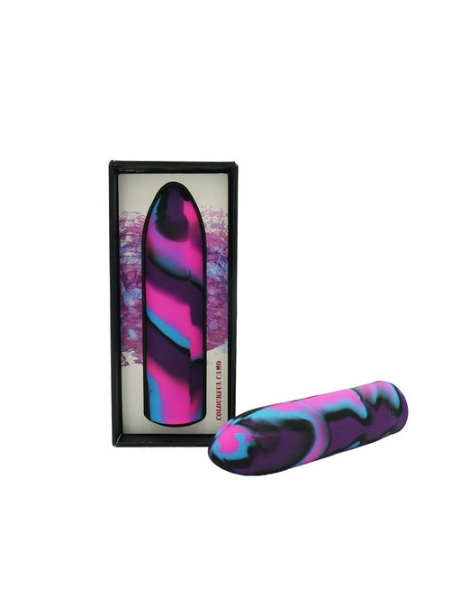 Colourful Camo Tracer Bullet Rechargeable Blue - Vibrant Vibes Australia - Quality Sex Toys - Great Prices - Sex Toys Australia