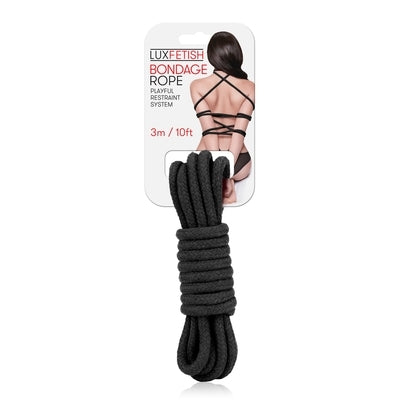 Lux Fetish Bondage Rope 3M Black - Vibrant Vibes Australia - Quality Sex Toys - Great Prices - Sex Toys Australia