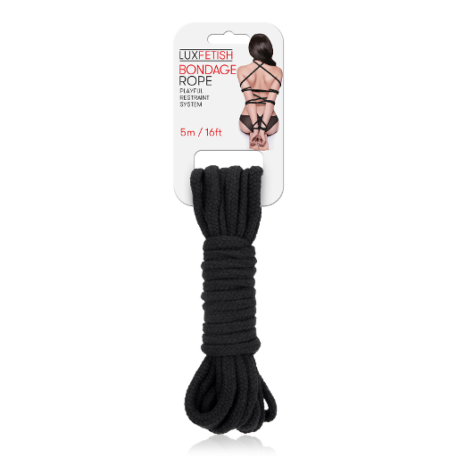 Lux Fetish BONDAGE ROPE 5M - BLACK - Vibrant Vibes Australia - Quality Sex Toys - Great Prices - Sex Toys Australia