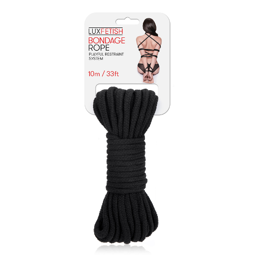 Lux Fetish BONDAGE ROPE 10M - BLACK - Vibrant Vibes Australia - Quality Sex Toys - Great Prices - Sex Toys Australia