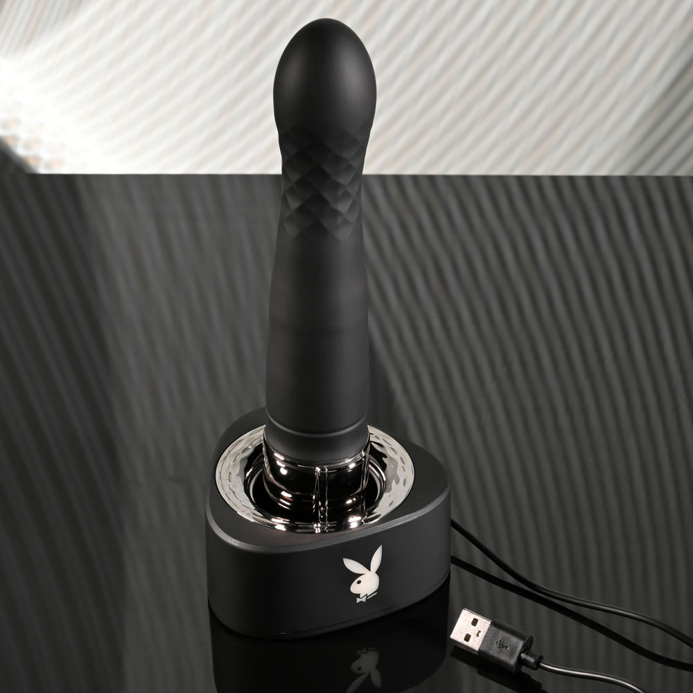 Playboy Pleasure PLEASURE ZONE -  21.4 cm Rechargeable Vibrator with USB Charging Dock - Vibrant Vibes Australia - Quality Sex Toys - Great Prices - Sex Toys Australia