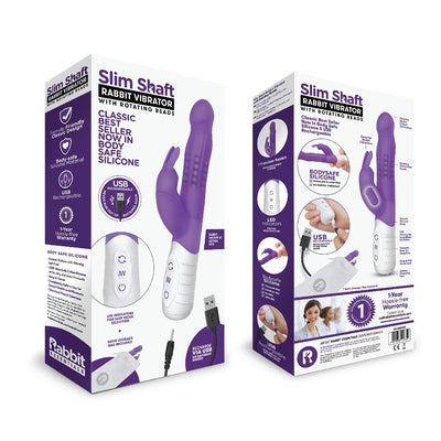 Rabbit Essentials Rechargeable Slim Shaft Rabbit - Hot Purple - Vibrant Vibes Australia - Quality Sex Toys - Great Prices - Sex Toys Australia