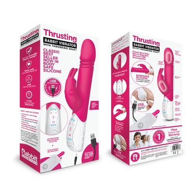 Rabbit Essentials Rechargeable Thrusting Rabbit - Hot Pink - Vibrant Vibes Australia - Quality Sex Toys - Great Prices - Sex Toys Australia