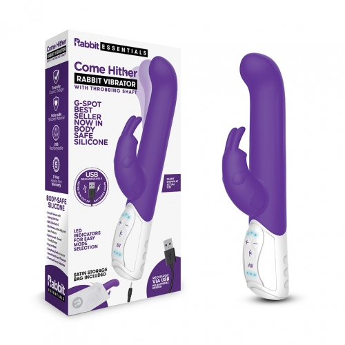 Rabbit Essentials Rechargeable come hither G-Spot Rabbit - Purple - Vibrant Vibes Australia - Quality Sex Toys - Great Prices - Sex Toys Australia