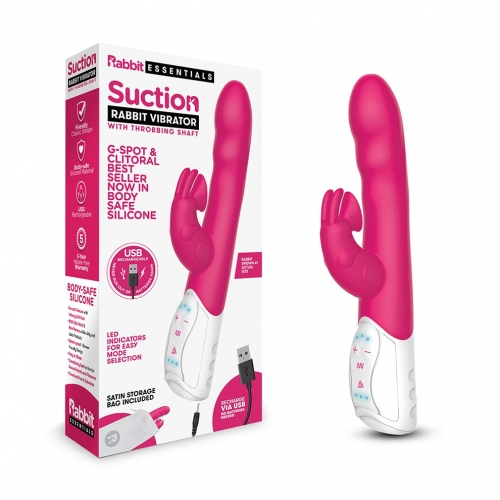 Rabbit Essential Rechargeable Clitoral Suction Rabbit - Hot Pink - Vibrant Vibes Australia - Quality Sex Toys - Great Prices - Sex Toys Australia