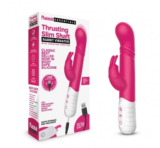 Rabbit Essential Rechargeable Slim Shaft thrusting G-spot Rabbit - PIN... - Vibrant Vibes Australia - Quality Sex Toys - Great Prices - Sex Toys Australia