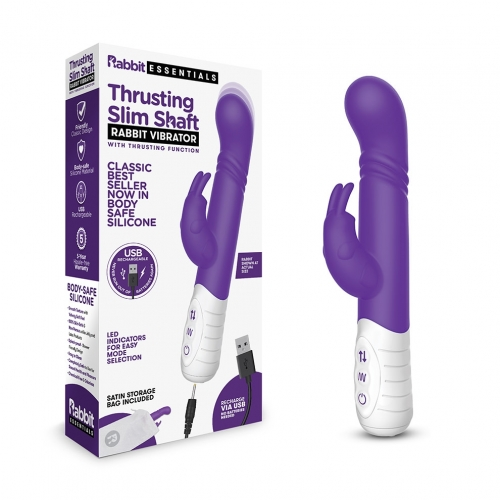 Rabbit Essential Rechargeable Slim Shaft thrusting G-spot Rabbit - PUR... - Vibrant Vibes Australia - Quality Sex Toys - Great Prices - Sex Toys Australia