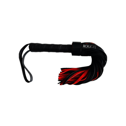 ROUGE SUEDE FLOGGER SHORT BLACK/RED - Vibrant Vibes Australia - Quality Sex Toys - Great Prices - Sex Toys Australia