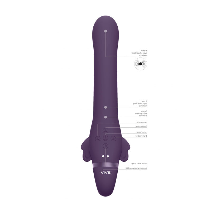 Vive SATU -  23 cm USB Rechargeable Strapless Strap-On - Vibrant Vibes Australia - Quality Sex Toys - Great Prices - Sex Toys Australia