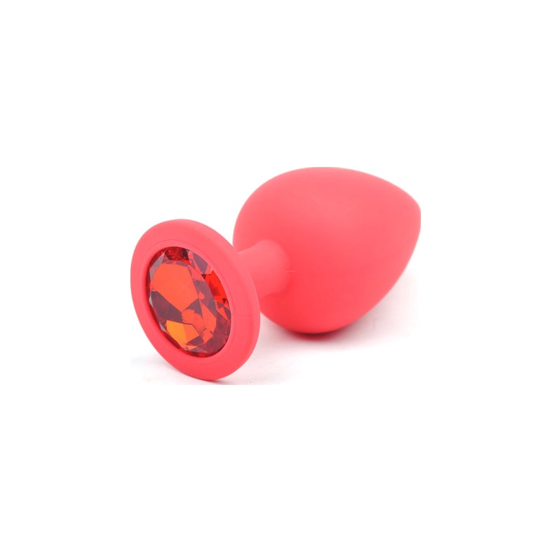 Red Silicone Anal Plug Large w Red Diamond - Vibrant Vibes Australia - Quality Sex Toys - Great Prices - Sex Toys Australia