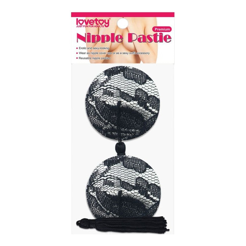 Reusable Black Lace Round Tassel Nipple Pasties - Vibrant Vibes Australia - Quality Sex Toys - Great Prices - Sex Toys Australia