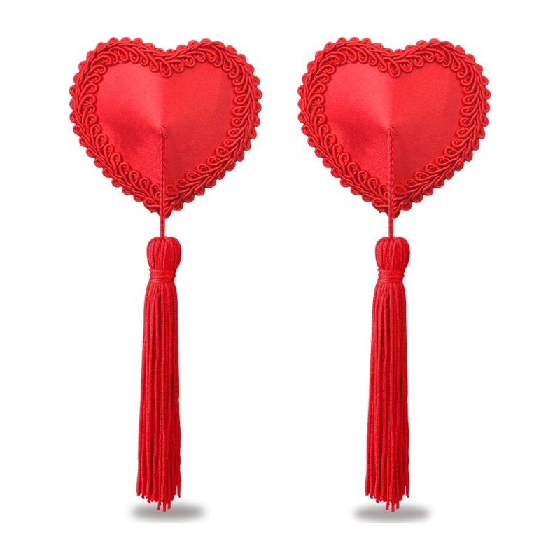 Reusable Red Heart Tassels Nipple Pasties - Vibrant Vibes Australia - Quality Sex Toys - Great Prices - Sex Toys Australia