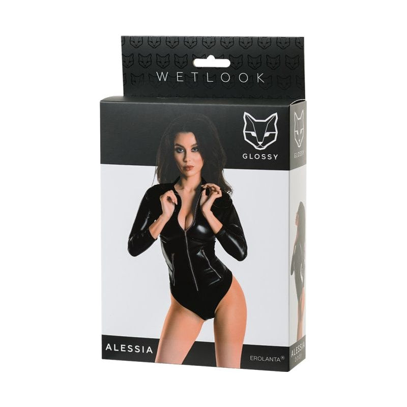 Glossy Wetlook Bodysuit w Zip Alessia - Vibrant Vibes Australia - Quality Sex Toys - Great Prices - Sex Toys Australia