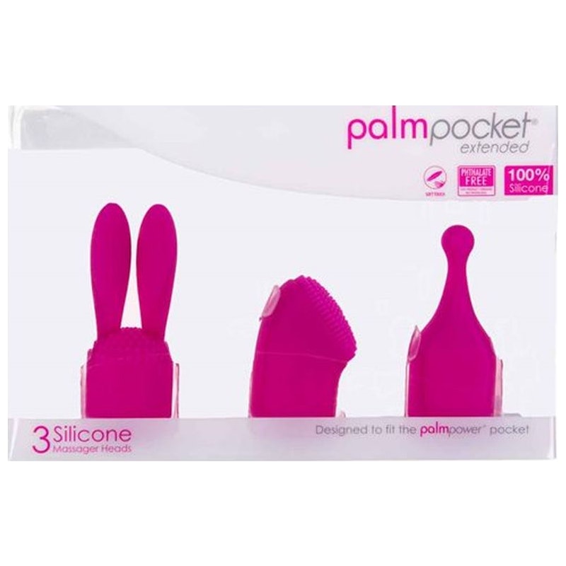 PalmPower Pocket Extended Silicone Massage Heads 3 Pc Set - Vibrant Vibes Australia - Quality Sex Toys - Great Prices - Sex Toys Australia