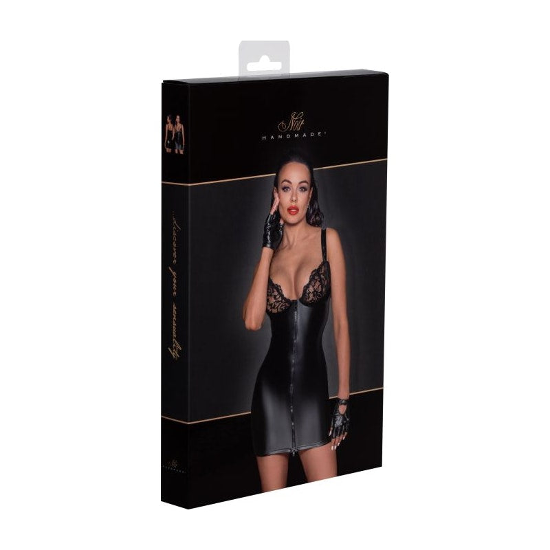 Power Wetlook Mini Dress w Lace Chest &  Two Way Zipper - Vibrant Vibes Australia - Quality Sex Toys - Great Prices - Sex Toys Australia