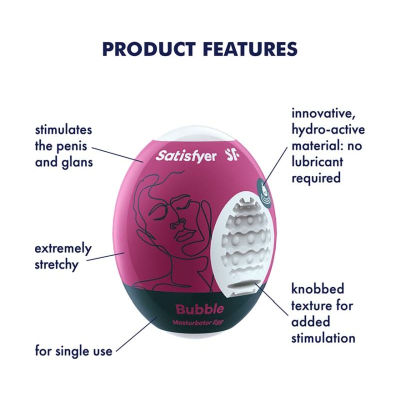 Satisfyer Masturbator Egg Bubble - Vibrant Vibes Australia - Quality Sex Toys - Great Prices - Sex Toys Australia