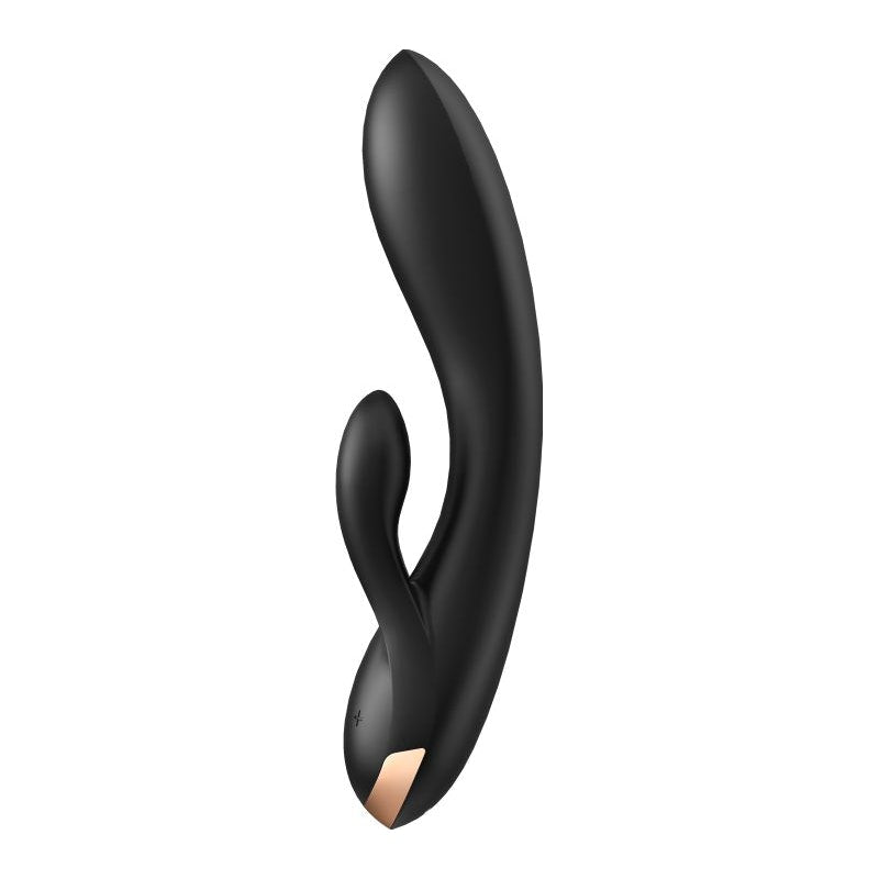 Satisfyer Double Flex App Rabbit Vibrator Black - Vibrant Vibes Australia - Quality Sex Toys - Great Prices - Sex Toys Australia