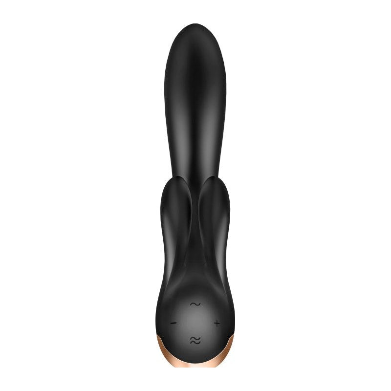 Satisfyer Double Flex App Rabbit Vibrator Black - Vibrant Vibes Australia - Quality Sex Toys - Great Prices - Sex Toys Australia