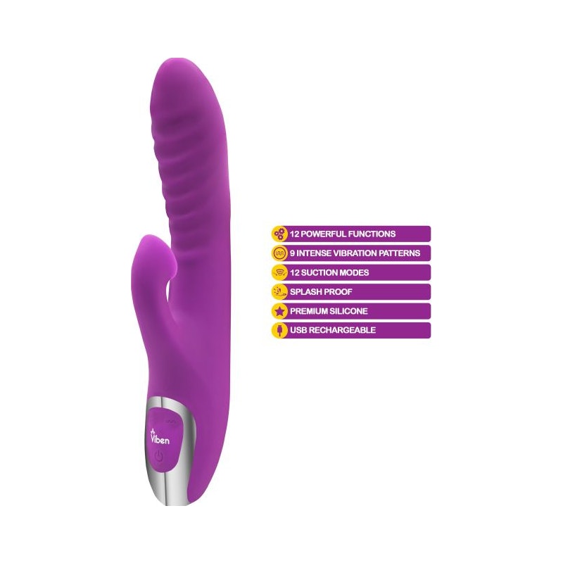 Viben Frenzy Suction Rabbit Vibe Berry - Vibrant Vibes Australia - Quality Sex Toys - Great Prices - Sex Toys Australia