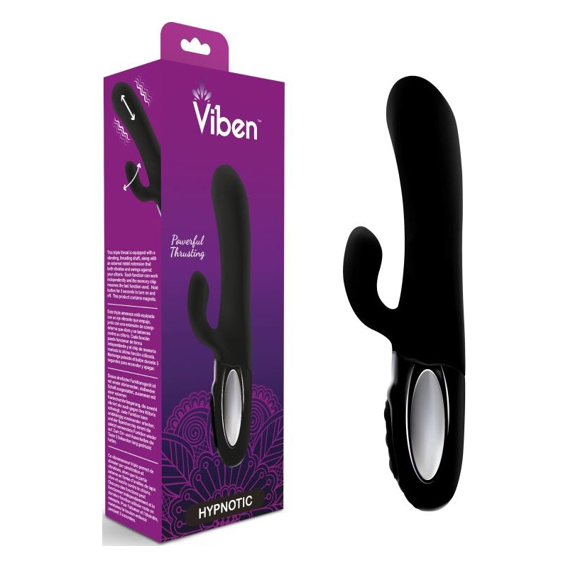 Viben Hypnotic Thrusting Rabbit Vibe w Swinging Clit Stim Black - Vibrant Vibes Australia - Quality Sex Toys - Great Prices - Sex Toys Australia