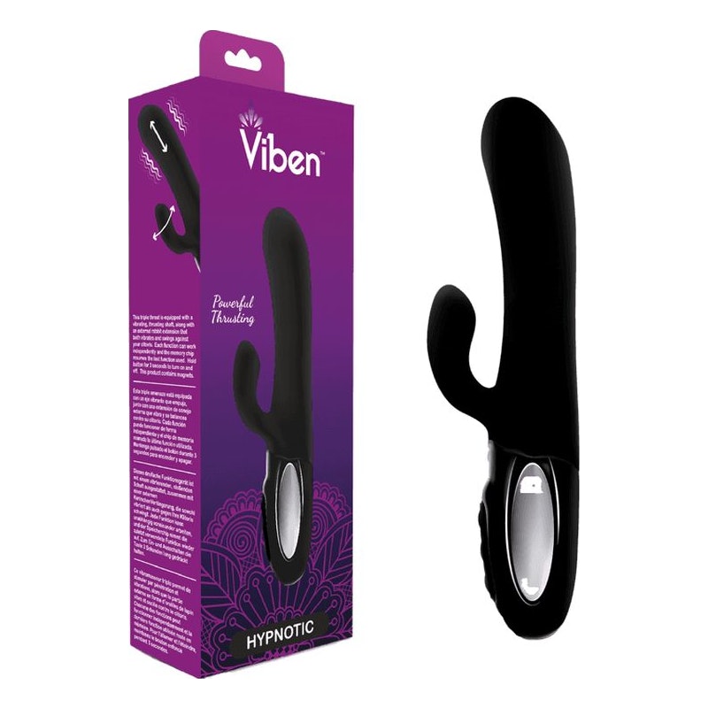 Viben Hypnotic Thrusting Rabbit Vibe w Swinging Clit Stim Black - Vibrant Vibes Australia - Quality Sex Toys - Great Prices - Sex Toys Australia