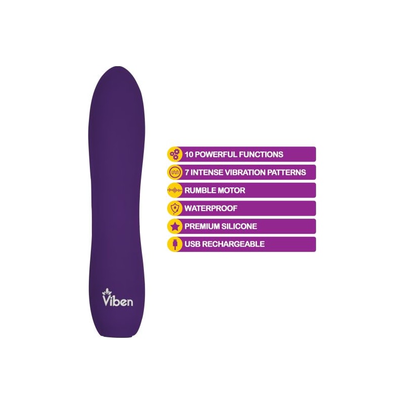 Viben Vivacious Rumble Motor Rechargeable Bullet Violet - Vibrant Vibes Australia - Quality Sex Toys - Great Prices - Sex Toys Australia