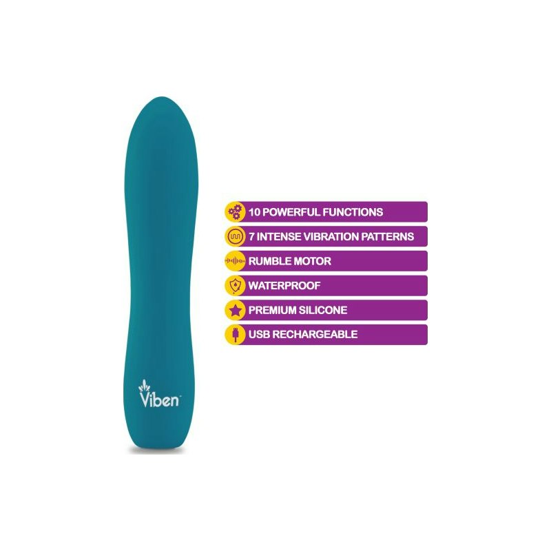 Viben Vivacious Rumble Motor Rechargeable Bullet Ocean - Vibrant Vibes Australia - Quality Sex Toys - Great Prices - Sex Toys Australia