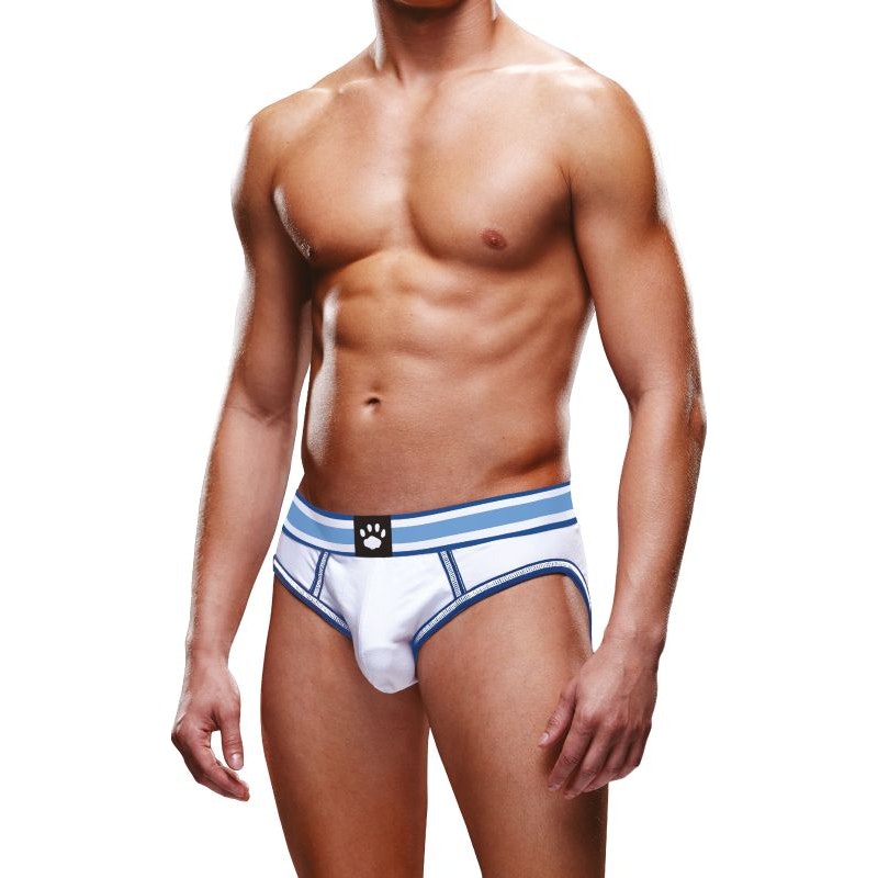 Prowler Open Back Brief White/Blue - Vibrant Vibes Australia - Quality Sex Toys - Great Prices - Sex Toys Australia