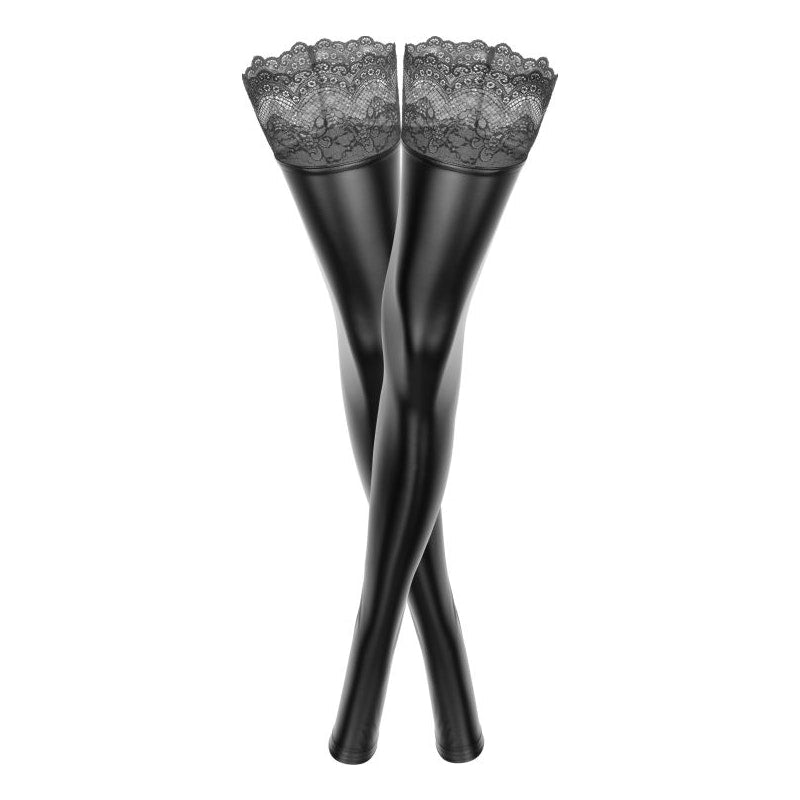 Power Wetlook Stockings With Siliconed Lace - Vibrant Vibes Australia - Quality Sex Toys - Great Prices - Sex Toys Australia