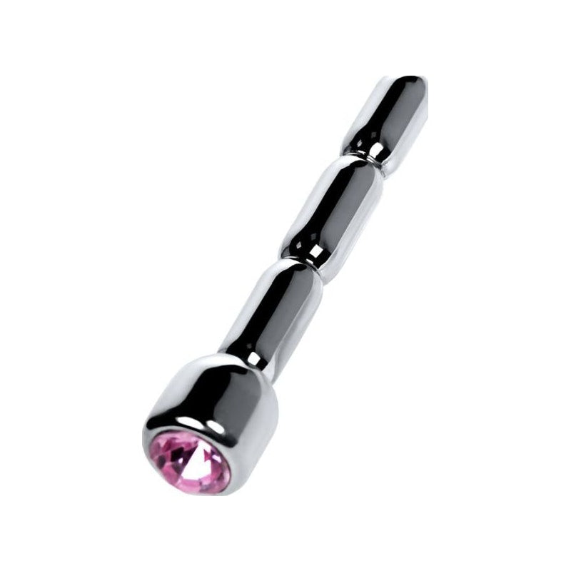 Silver Metal Urethral Plug w Ruby Rhinestone - Vibrant Vibes Australia - Quality Sex Toys - Great Prices - Sex Toys Australia