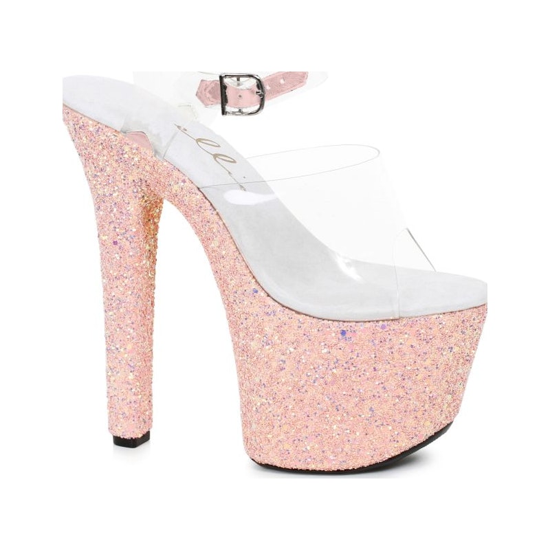 Stiletto Platform Sandal With Peach Glitter 7in - Vibrant Vibes Australia - Quality Sex Toys - Great Prices - Sex Toys Australia