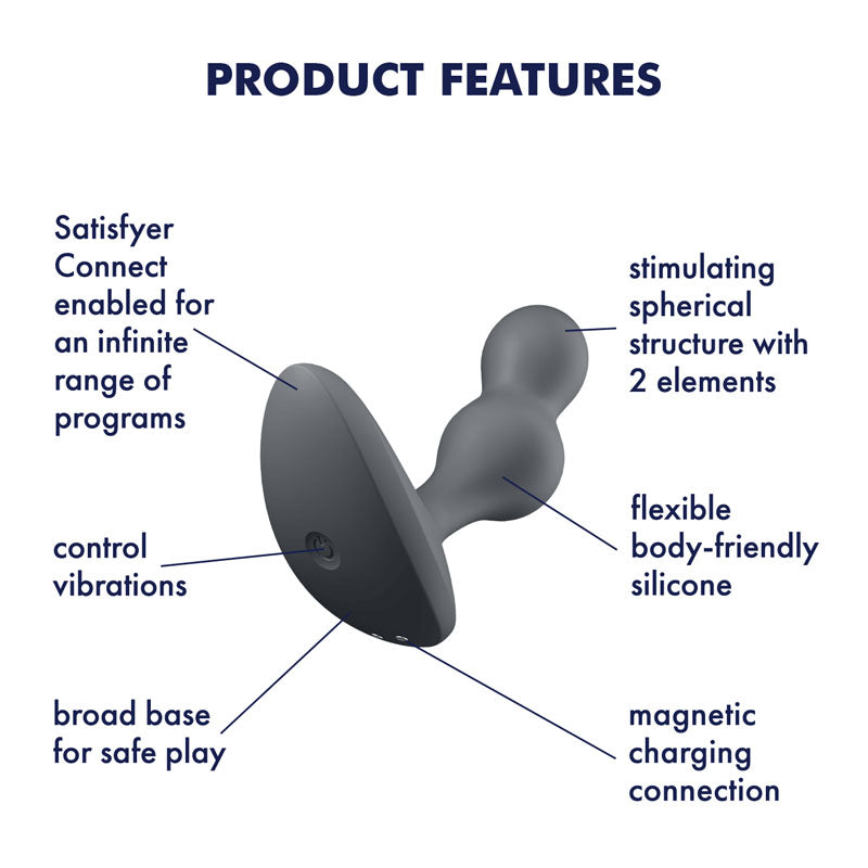 Satisfyer Deep Diver Vibrating Connect App Anal Plug Grey - Vibrant Vibes Australia - Quality Sex Toys - Great Prices - Sex Toys Australia