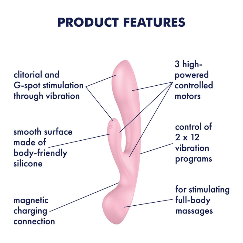 Satisfyer Triple Oh Pink - Vibrant Vibes Australia - Quality Sex Toys - Great Prices - Sex Toys Australia