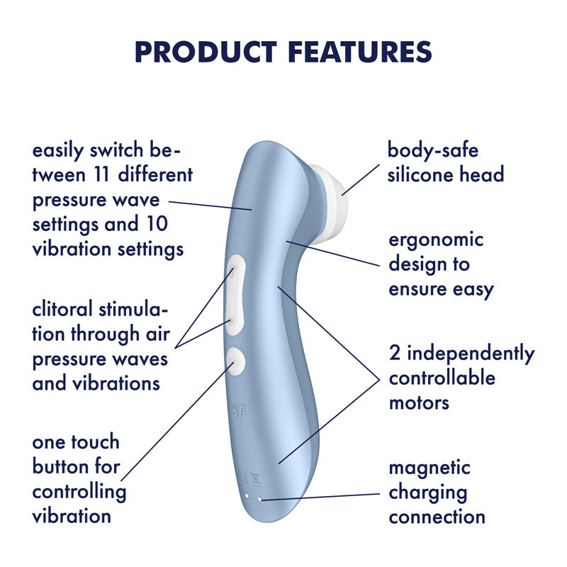 Satisfyer Pro 2+ G2 Clitoral Stimulator Blue - Vibrant Vibes Australia - Quality Sex Toys - Great Prices - Sex Toys Australia