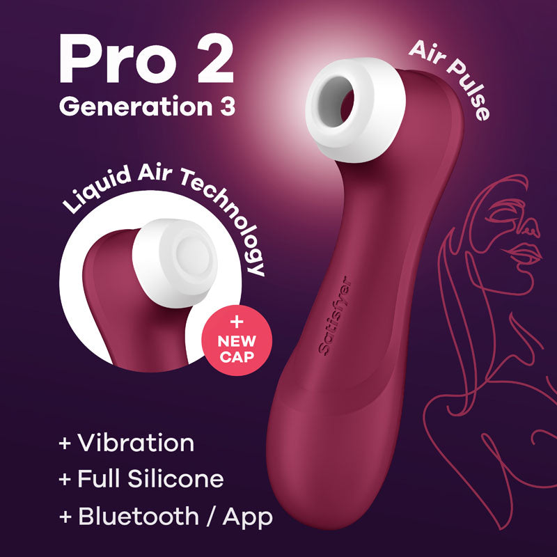 Satisfyer Pro 2 Gen 3 App Control Clitoral Stimulator Wine Red - Vibrant Vibes Australia - Quality Sex Toys - Great Prices - Sex Toys Australia