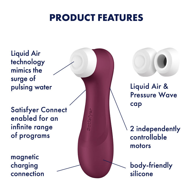 Satisfyer Pro 2 Gen 3 App Control Clitoral Stimulator Wine Red - Vibrant Vibes Australia - Quality Sex Toys - Great Prices - Sex Toys Australia